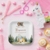 Glücklicher Camper-Teddybär 1. Geburtstag Pappteller (Party)