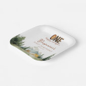 Glücklicher Camper-Teddybär 1. Geburtstag Pappteller (Gewinkelt)