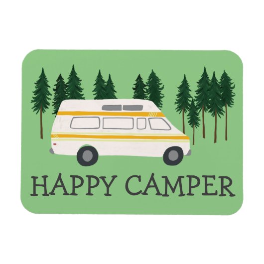 GLÜCKLICHER CAMPER Vanlife Wohnmobil Camping Bäume Magnet (Horizontal)