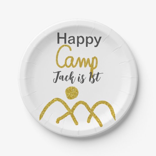 Glücklicher Camping-Camper ein Geburtstag Kinder g Pappteller (Vorderseite)