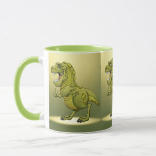 Glücklicher Cartoon-Dinosaurier, der die Daumen Tasse