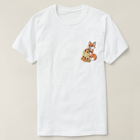 Glücklicher Cartoon-Fuchs isst gigantische käsige  T-Shirt (Design vorne)
