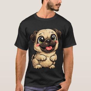 Glücklicher Cartoon-Mops - Süße lächelnde Hundekun T-Shirt