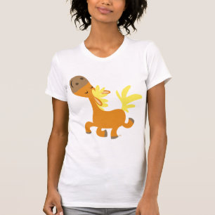 Glücklicher Cartoon-Pony-Frauen-T - Shirt