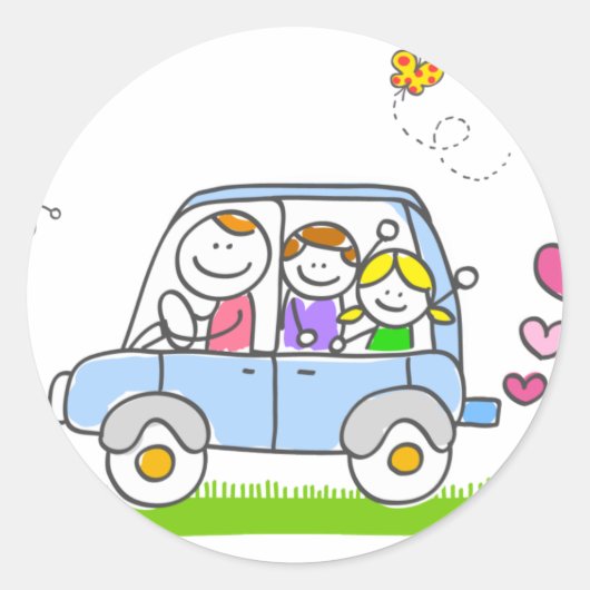 glücklicher Cartoon Runder Aufkleber (Vorderseite)