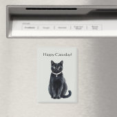 Glücklicher Caturday Schwarze Katze Magnet (In Situ (Geschirrspüler))