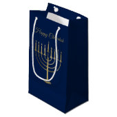 Glücklicher Chanukah Imitat-GoldMenorah Kleine Geschenktüte (Vorderseite Schrägansicht)