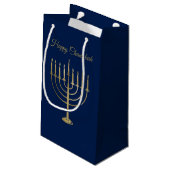 Glücklicher Chanukah Imitat-GoldMenorah Kleine Geschenktüte (Rückseite Schrägansicht)