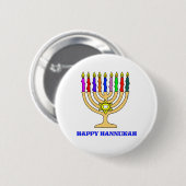 Glücklicher Chanukah Menorah Knopf Button (Vorne & Hinten)