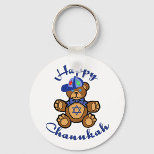 Glücklicher Chanukah Teddybär Schlüsselanhänger