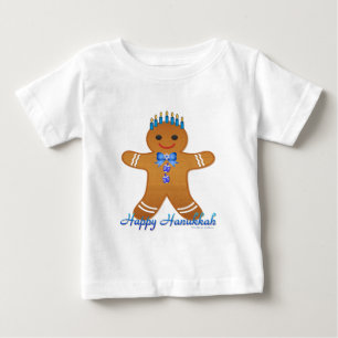 Glücklicher Chanukka-Gingerbread-Mann-Menora Baby T-shirt