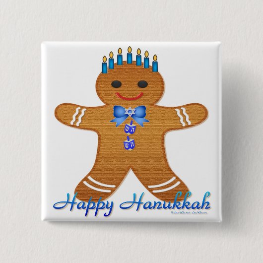 Glücklicher Chanukka-Gingerbread-Mann-Menora Button (Vorderseite)