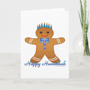 Glücklicher Chanukka-Gingerbread-Mann-Menora Feiertagskarte