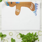Glücklicher Chanukka-Gingerbread-Mann-Menora Geschirrtuch (Gefaltet)