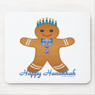Glücklicher Chanukka-Gingerbread-Mann-Menora Mousepad