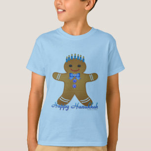 Glücklicher Chanukka-Gingerbread-Mann-Menora T-Shirt