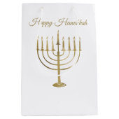 Glücklicher Chanukka-Imitat-GoldMenorah Mittlere Geschenktüte (Vorderseite)