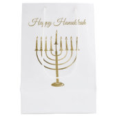 Glücklicher Chanukka-Imitat-GoldMenorah Mittlere Geschenktüte (Rückseite)