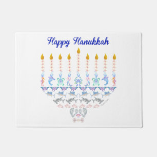Glücklicher Chanukka-Marinesoldat Menorah Fußmatte