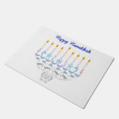 Glücklicher Chanukka-Marinesoldat Menorah Fußmatte (Schrägansicht)