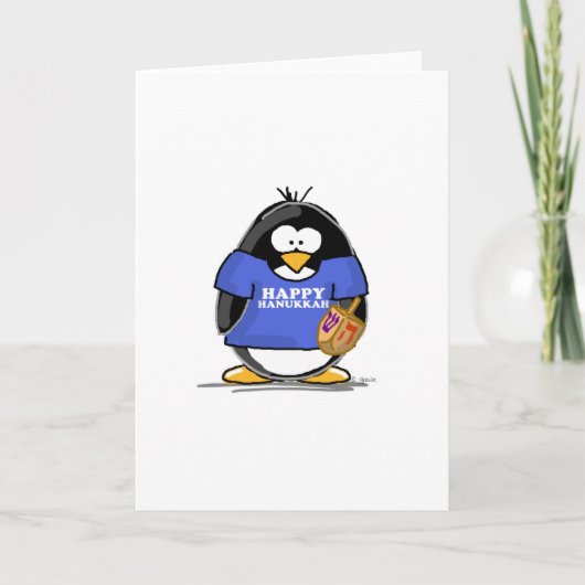 Glücklicher Chanukka-Pinguin Feiertagskarte (Vorderseite)