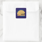Glücklicher Cheeseburger Valentinstag Schwarz Quadratischer Aufkleber (Tasche)