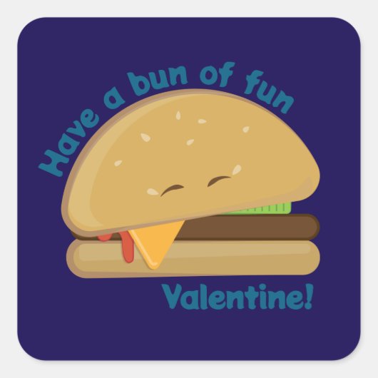 Glücklicher Cheeseburger Valentinstag Schwarz Quadratischer Aufkleber (Vorderseite)