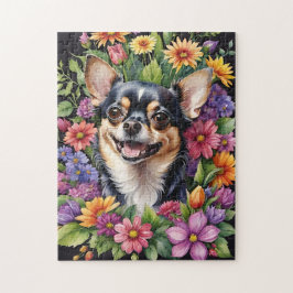 Glücklicher Chihuahua-Hund Haustier-Porträt Aquare Puzzle