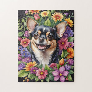Glücklicher Chihuahua-Hund Haustier-Porträt Aquare Puzzle