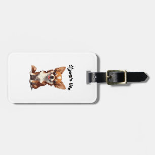 Glücklicher Chihuahua � Süßes Design für Hunde-Lie Gepäckanhänger