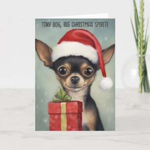 Glücklicher Chihuahua-Weihnachtsmann mit Geschenk Karte
