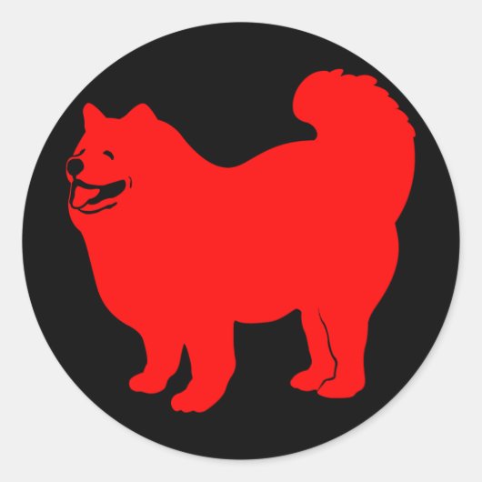 Glücklicher Chow-Chow (rot) Runder Aufkleber (Vorderseite)