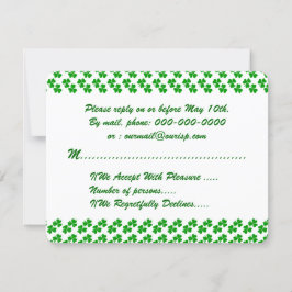 Glücklicher Clover Wedding Invitation Response Car RSVP Karte