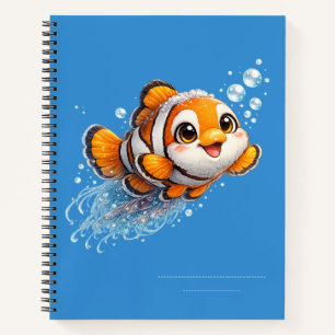 Glücklicher Clownfisch Tropische Meer Lebens Illus Notizblock
