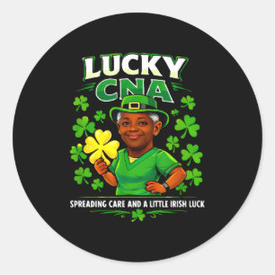 Glücklicher CNA St. Patricks Tag Betreuer irischer Runder Aufkleber