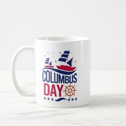 Glücklicher Columbus-Tag-Becher – Geschichte feier Kaffeetasse (Links)