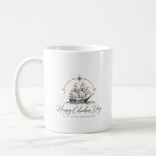 Glücklicher Columbus-Tag Vintage-Segelschiff-Kaffe Kaffeetasse