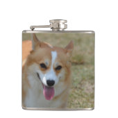 Glücklicher Corgi Flachmann (Vorderseite)