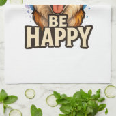 Glücklicher Corgi mit farbenfrohem Herzen - Design Geschirrtuch (Gefaltet)