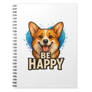 Glücklicher Corgi mit farbenfrohem Herzen - Design Notizblock