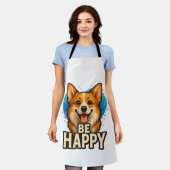Glücklicher Corgi mit farbenfrohem Herzen - Design Schürze (Getragen)