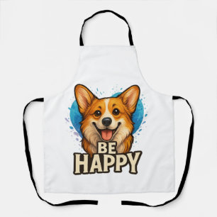 Glücklicher Corgi mit farbenfrohem Herzen - Design Schürze