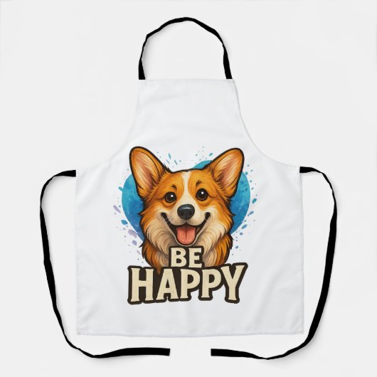 Glücklicher Corgi mit farbenfrohem Herzen - Design Schürze (Vorderseite)