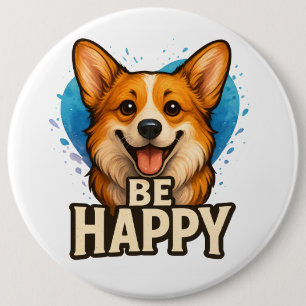 Glücklicher Corgi Süßer Hund Liebhaber Design für  Button