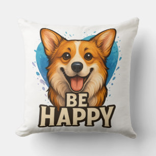 Glücklicher Corgi Süßer Hund Liebhaber Design für Kissen