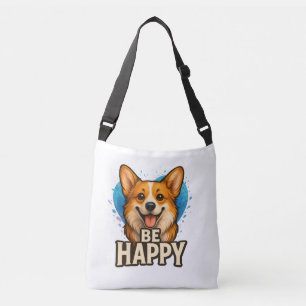 Glücklicher Corgi Süßer Hund Liebhaber Design für Tragetaschen Mit Langen Trägern