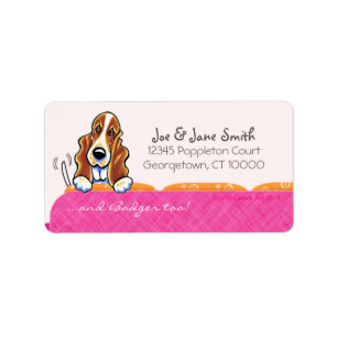 Glücklicher Couch-HundeGirly Rosa Basset Hounds Adressaufkleber