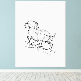 Glücklicher Dachshund – Illustration eines Dackels Leinwanddruck