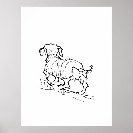 Glücklicher Dachshund – Illustration eines Dackels Poster (Vorne)