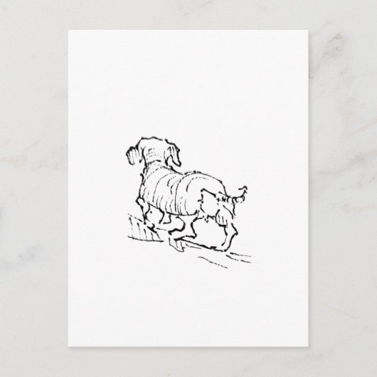 Glücklicher Dachshund – Illustration eines Dackels Postkarte (Vorderseite)